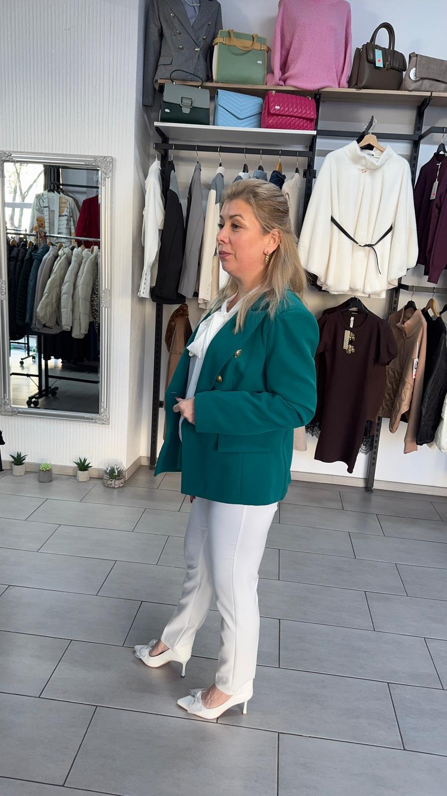 Sacou verde smarald cu nasturi aurii