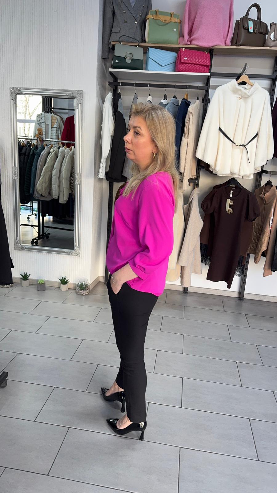 Bluză fucsia cu fundă decorativă