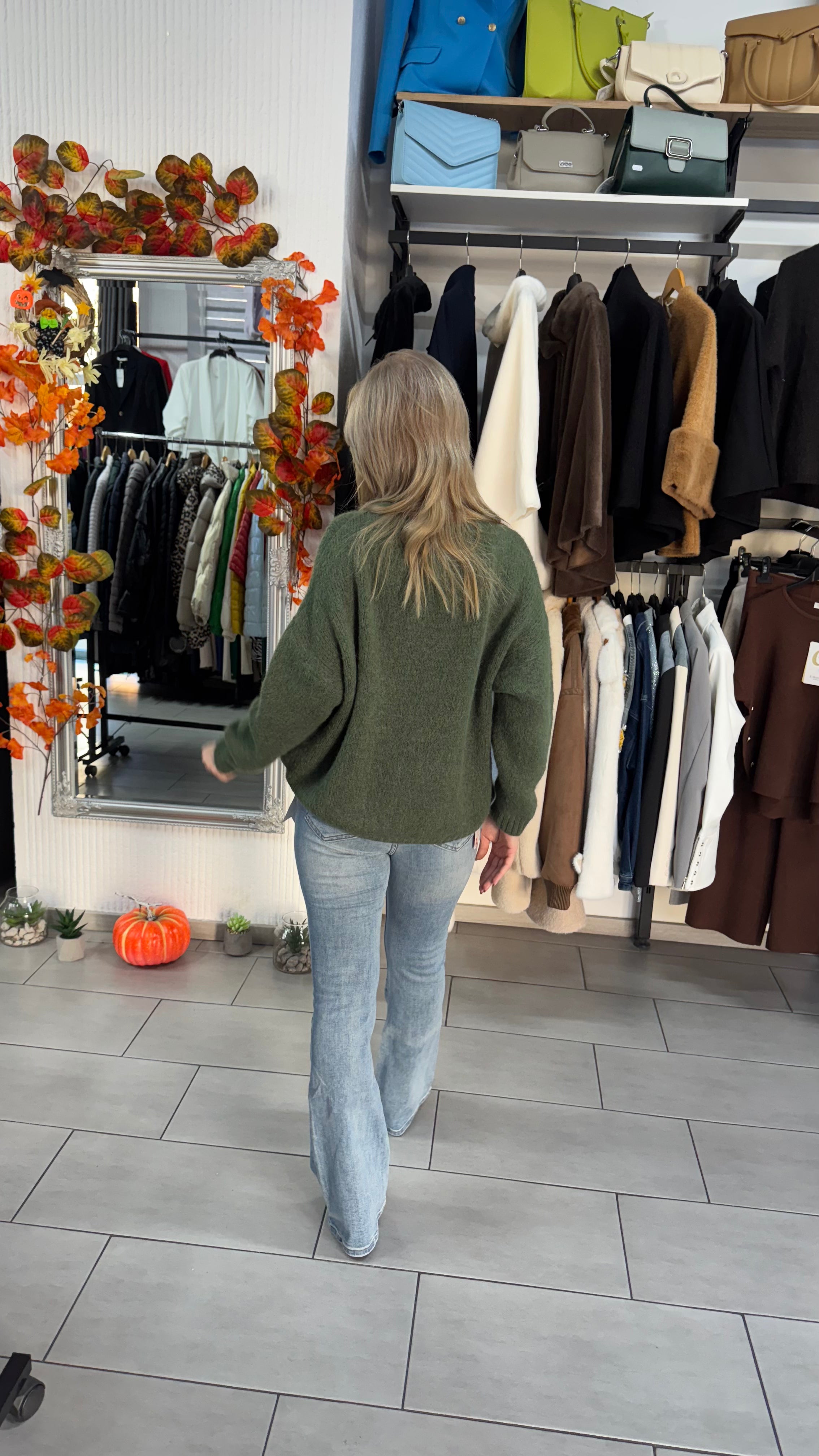 Pulover tricotat verde